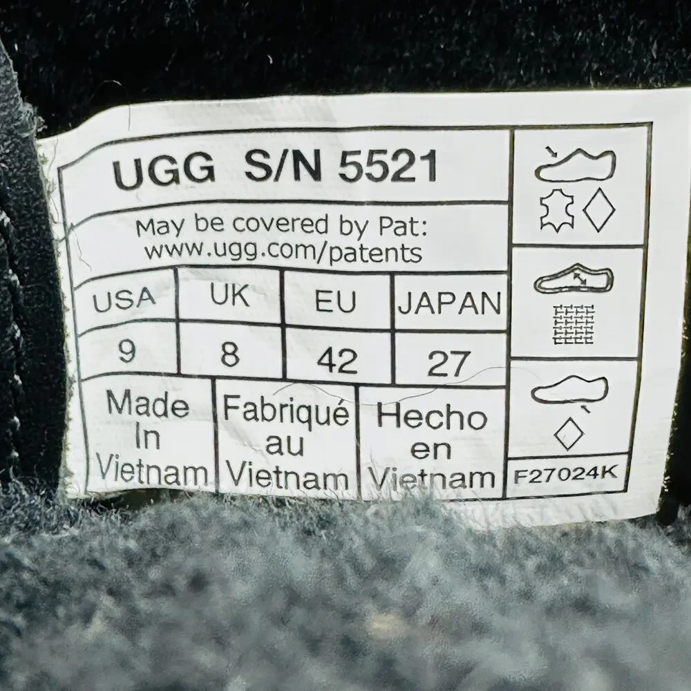 UGG Men's Butte Black Waterproof Leather Vibram Winter Snow Boots 5521 Size 9